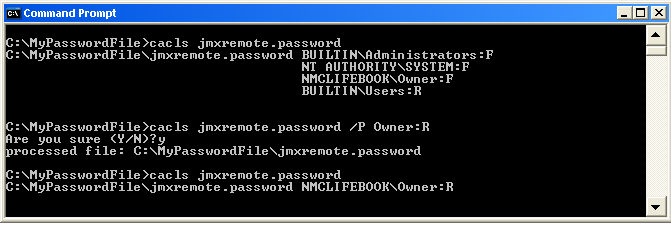 Changing file permissions in Windows XP.