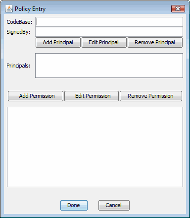 Policy Entry dialog to add a policy entry